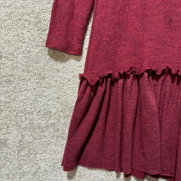 Anthropologie Sunday in Brooklyn Sweater Dress Women's Large Wine ruffle hem NWT - Picture 8 of 16